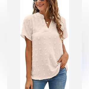 Blooming Jelly Womens Blouse V Neck Ruffle Sleeve Flowy Shirt Sz M Apricot